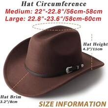 Classic Western Felt Cowboy Hat With Wide Brim For Outdoor Use - 1 Pc Style 2: Coffee - View 10