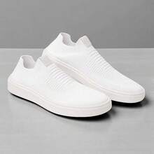 Easy-To-Wear Casual Knit Sneakers Launch Super Light And Comfortable - trắng - Xem 1