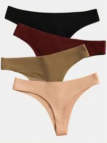 Premium Laser Cut Seamless Thong Panties Set - Comfortable And Leave-In Style - Multicolor - View 1