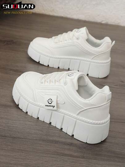 أحذية رياضية نسائي بنعل ثعلب، أحذية جديدة لخريف وخريف 2025، حذاء نسائى خفيف الوزن بنعال ثكل، مناسب لأسلوب الرياضات في فصل الربيع والخريف، أحذية بيضاء للنساء