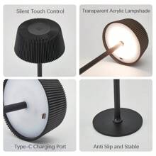 Lampade da tavolo senza fili ricaricabili, lampada a tocco con 3 colori e dimmerazione continua, lampada da comodino/scrivania a LED per ristorante, patio, camera da letto, esterno