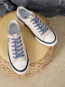 1 双女士时尚复古双色马鞍鞋，2025 年初春/夏/秋季系带平底舒适休闲百搭鞋，适合户外活动，可搭配任何服装 - 米色 - 查看 4