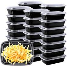 Apsic Meal Prep Containers, 150 Pack 12oz Disposable Take Out Food Storage Containers With Leakproof Lids, Reusable Plastic To Go Lunch Boxes,  Microwave/Dishwasher/Freezer Safe - Black - View 3