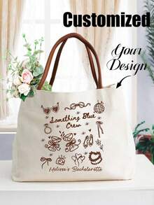 Sac fourre-tout en canevas personnalisé pour enterrement de vie de jeune fille - Cadeau personnalisé pour la mariée et les demoiselles d'honneur, sac cadeau personnalisé pour la mariée, anniversaire, fête, vacances, extérieur, pique-nique, voyage, mariée côtière, esthétique, essentiels de plage - Multicolore - Voir 8