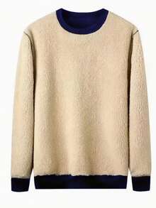 Men's Outdoor Casual Crew Neck Sweatshirt With Gradient Print, Blue,Fleece,Winter