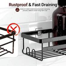 Shower Caddies 2 Pack - Adhesive Hanging Shower Shelf - Bathroom Organizers And Storage, No Drilling Stainless Shower Shelves For Home Decor, Bathroom Accessories - 黑色 - 查看 4