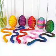 3D Printed Snake & Surprise Egg With Movable Joints - Colorful Home Office Decor Desktop Figurine, Suitable For Various Room Decorations, Great For Halloween, Christmas, Thanksgiving Gifts (Eye Style Random)