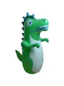 Colorful Dinosaur Inflatable Punching Bag - Vertical Righting, Durable PVC, Pink/Green/Yellow Sports & Fun, Suitable For Game Room, Dinosaur - Multicolor - View 4