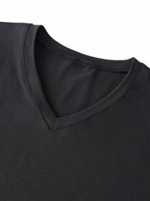 Men's V-Neck Short Sleeve Letter Print Casual T-Shirt