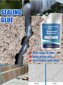 100ml High Elastic Cement Crack Filler, Wall Crack Repair, Concrete Caulking Glue, Metal Joint Sealant, Self-Leveling Caulking Glue, Roof Repair Waterproof Glue Sealant, Quick-Drying Concrete Filler For Indoor And Outdoor Use