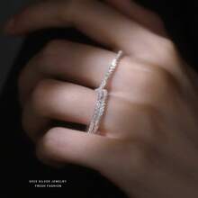 1 件时尚简约百搭闪光戒指，适合女性日常佩戴 - 銀色 - 查看 3