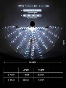 LED Fairy Wings, Multi-Color Gradient Lights, Halloween, Music Festival, Transparent Chiffon, Stage Performance, 3D Stereoscopic,
