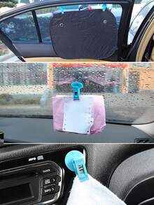 Clip universali in plastica per finestrini d'auto con ventosa - Clip multifunzione nere per parasole, tende, asciugamani, biglietti da visita e documenti, supporti rimovibili, facile installazione e rimozione, ideali per organizzare gli elementi essenziali dell'auto, Morsetto con ventosa per vetro auto