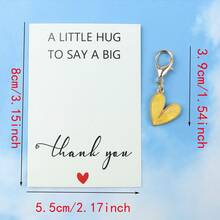 1pc/9pcs Ladies' Gold Alloy Heart-Shaped Keychain With Thank-You Card - Colorful Heart-Shaped Pendant, Ideal Gift For Teachers, Mothers, Girlfriends, Best Friends, Birthdays, Christmas, Thanksgiving, And Thank-You Gifts - Multicolor - View 2