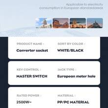 Adaptador de enchufe con 5 tomas, toma de pared multipuerto con interruptor independiente y luz nocturna pequeña, adecuado para el hogar, la oficina, los viajes y la computadora, color blanco