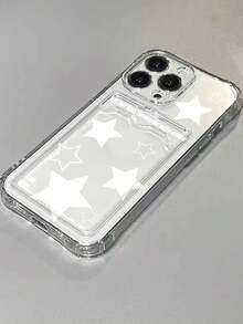 2000s Fashion Star Pattern Clear Card Slot Phone Case Compatible With IPhone15/15Plus/15Pro/15Promax - Trong sáng - Xem 2