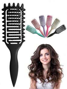 适用于卷发、波浪发和卷曲发的卷发梳 - 气流空心设计，可快速干燥并增强卷发，防毛躁顺发梳，干湿两用，轻巧无拉力梳，适合儿童、青少年和小女孩，非常适合旅行、居家、沙龙，用于定型卷发的梳子