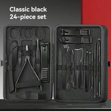 NEFOUME 8/15/24件不锈钢指甲钳套装，高精度美甲套装，含指甲钳、指甲锉、时尚收纳盒 - 彩色 - 查看 15