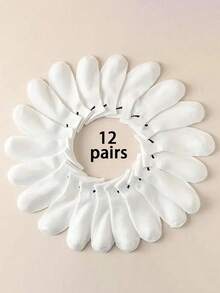 6 双/12 双男女通用黑白运动休闲中筒袜，时尚纯色百搭情侣袜，四季皆宜，秋季袜子 - 黑與白 - 查看 7