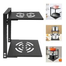 2 Tiers Pot Rack Organizer, Adjustable Pot Pan Stand Organizer Rack, Detachable Kitchen Pan Holder Organiser Stand For Kitchen Counter Cabinet - Black - View 7