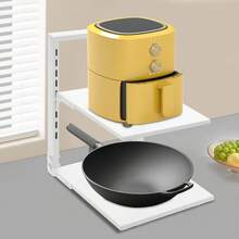 2 Tiers Pot Rack Organizer, Adjustable Pot Pan Stand Organizer Rack, Detachable Kitchen Pan Holder Organiser Stand For Kitchen Counter Cabinet - White - View 6