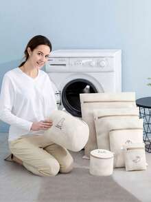 1 件大号可折叠洗衣篮、洗衣篮、带手柄的独立式洗衣袋、衣物整理和储存、现代字母图案衣物收纳箱、返校季、宿舍必备大学用品、卧室、浴室防水高大收纳盒