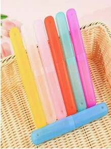 4pcs/1pc Portable Travel Toothbrush Holder, Breathable Toothbrush Storage Box, Candy-Colored Frosted Felt Toothbrush Head Protector, For Dust And Bacteria Prevention, Suitable For Daily Family Use, Business Trips, Travel, Dormitory Use, Unisex, Bathroom Accessories, Storage Accessories, Back To School.