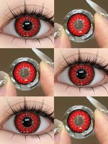 JeweLens 1pair Cosplay Color Contact Lenses Anime Red Coloured Pupil Halloween Costume Cosplay - Red - View 1