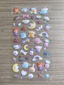 3D 可爱卡通猫贴纸 - 可爱蓬松可重复使用防水贴纸，适用于计划器、日记本、剪贴簿、笔记本电脑、手机壳、平板电脑装饰（产品空心） - 彩色 - 查看 12