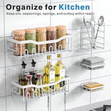 Adhesive Shower Caddy, 5 Pack Rustproof Stainless Steel Bath Organizers With Large Capacity, No Drilling Shelves For Bathroom Storage & Home Decor - 白色 - 查看 6