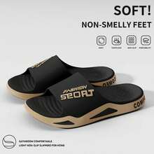 Sandalias de alta calidad con suela gruesa para hombres, chanclas espirales para playa y piscina, zapatillas de baño antideslizantes, zapatos deportivos de moda para hombres - Negro - Ver 6