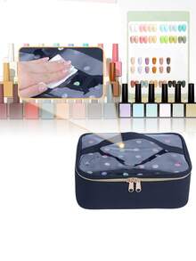 UOZL 30/40 Bottle Nail Polish Storage Organizer, A Multi-Colored, Portable, Handheld, Large-Capacity Nail Polish Storage Box With Removable Dividers. It Can Hold Up To 30-40 Bottles (15ml) Of Nail Polish Gel. Perfect For Nail Art Enthusiasts And Manicurists. Make Up Bag - Multicolor - View 7