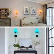 RGB Rechargeable Wall Sconces Set Of 2 – 13-Color Wireless LED Lights With Remote Control, Dimmable & Easy To Install For Bedroom, Living Room, Hallway - màu đen - Xem 5