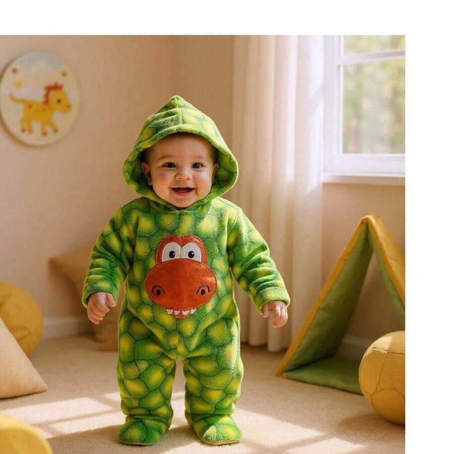 MAMELUCOS CALIENTITOS PARA BEBE UNISEX, UNITALLA, MAXIMO 6 M, DISEÑO OSITOS, CALIENTITO, INCLUYE BABERO. 0 a 6 M - Verde - Ver 1
