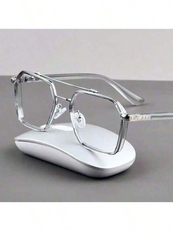 Lunettes d'été pour hommes avec verres transparents, convenant pour l'ordinateur, la télévision, les jeux vidéo et la visualisation mobile. Les verres transparents protègent les yeux de la fatigue visuelle