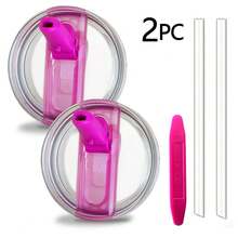 2pcs/SET, Upgrade 40oz H2.0 Tumbler Flip Straw Leak Proof Lid, Reusable Removable Replacement No Spill Proof & Splash Resistant Mug Detachable Lid Cover Topper For Cup Accessories, (1set Includes 2pcs Lids, 2pcs Straws, 1pc Brush, 1pc Wrench) - Nhiều màu - Xem 4