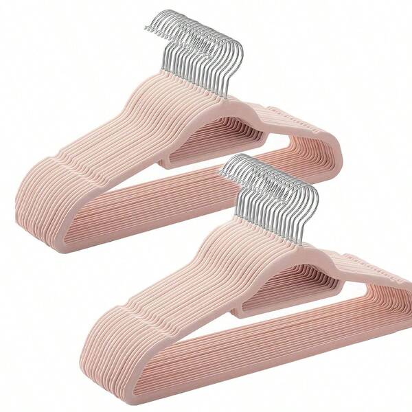 10pcs Non-Slip Flocked Clothes Hangers, Dry & Wet Dual-Use Drying Rack, Thick Non-Slip Seamless Garment Hanger, Home Storage Organizer