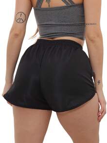 TacTel Women's Shorts From P To Plus Size For Gym Fitness Walking - Đen phẳng - Xem 3