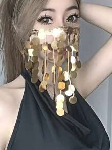 1pc Belly Dancer Cymbals Waist Wrap, Veil, Belly Chain, Hip Scarf, Mermaid Hip Scarf, Suitable For Daily Stage Performance Halloween