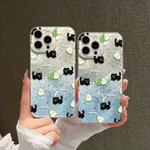 Funda para móvil verde pera con patrón de glaciar negro transparente. Compatible con phone 16, 16 Plus, 16 Pro, 16 Pro Max, 15, 15 Pro, 15 Pro Max, 15 Plus, 14, 14 Pro, 14 Pro Max, 13 Pro y 12 Pro Max. 11/X/Xsmax - transparente - Ver 5