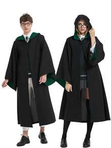 1 pieza Capa de mago encantado | Capa con capucha unisex para cosplay y eventos escolares Auténtica bata de bruja/mago | Disfraz de fantasía premium con capucha ajustable Capa mágica de género neutro | Conjunto de capa con capucha de hechicero para adultos | Atuendo de rol para convenciones de anime y Halloween