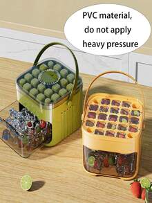 1套全新一键式冰格，带冰勺，快速制冰模具，易释放小型制冰机，家用便携式冰块储存盒，尺寸：7.48英寸*4.33英寸*3.93英寸[温馨提示：轻轻按压，不要用力过猛。尺寸略小，手工测量可能有0.78英寸误差。下单前请仔细检查尺寸。]