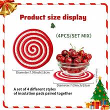 4pcs Mixed Christmas Series Round Woven Placemats, 7.09inch (18cm) Diameter, Thick Heatproof Coasters Made Of Braided Rope In Assorted Styles, Suitable For Cups, Pots, Bowls As Christmas Gifts