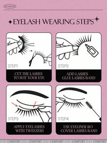 14pcs/7 Pairs Elongated Eye Lashes, Suitable For Everyday Wear