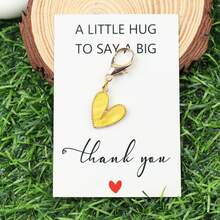 1pc/9pcs Ladies' Gold Alloy Heart-Shaped Keychain With Thank-You Card - Colorful Heart-Shaped Pendant, Ideal Gift For Teachers, Mothers, Girlfriends, Best Friends, Birthdays, Christmas, Thanksgiving, And Thank-You Gifts - Multicolor - View 5