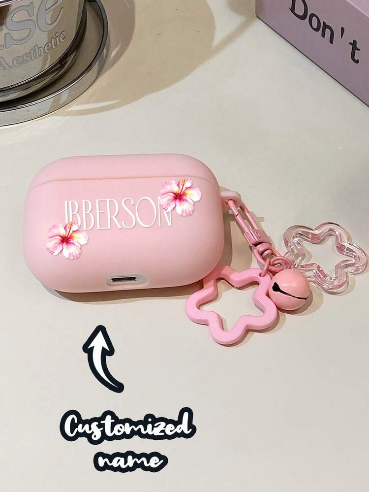1pc Customized Text/Name Apple Decor Earphone Case, Compatible With AirPods 1/2, AirPods Pro, AirPods 3, AirPods 4 - Black - View 5