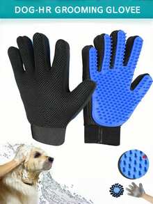 通用宠物美容手套 - 适用于犬、猫和长毛兔，轻柔梳理毛发，具备洗澡和按摩功能，腕带可调节，易于清洁，五指设计，适合短毛和长毛宠物，采用耐用硅胶材质，适合所有犬种和猫爪尺寸，宠物美容产品，柔软的宠物美容工具，多功能洗澡、脱毛、按摩、梳理和刷毛手套 - 彩色 - 查看 5