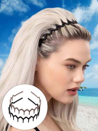 1条锯齿波浪发箍，简约防滑设计，男女通用，护发发带，发箍，发箍，秋季发饰，化妆发箍