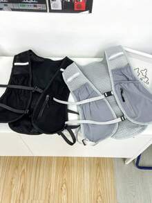 1 件纯黑/灰色反光带休闲个性街头风格男士胸包，适合户外运动、骑行、徒步旅行，可容纳手机、身份证、银行卡、钥匙，是节日和男士礼物的必备品