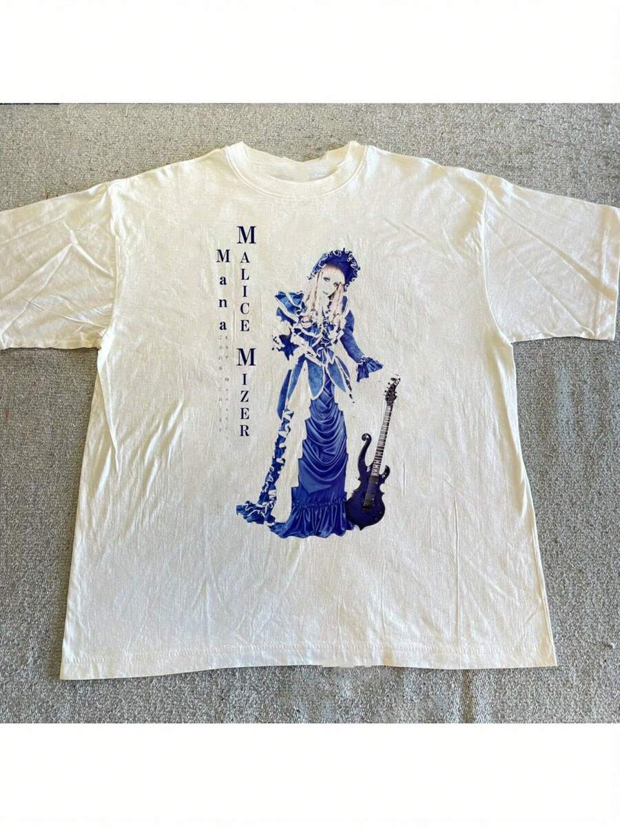 Malice Mizer Band & Guitar Graphic Tee - Cotton Short Sleeve Shirt, Casual Crew Neck, Machine Washable, All-Season Comfort, Music T Shirts